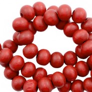 Wood beads round 6mm Haute red